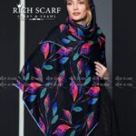 روسری مشکی برگهای رنگی