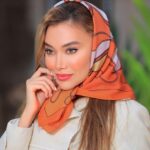 بیبی اسکارف نارنجی طرحدار