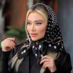 بیبی اسکارف ابریشم خالخالی زنجیری