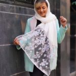شال مزونی سفید برگ رنگی