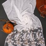 شال مزونی سفید برگ طلایی