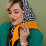 بیبی اسکارف چهارخونه دور نارنجی