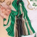 شال نخی گرین حاشیه دار