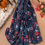 شال پاییزه گل ریز زمینه سرمه ایی (اوت لت)