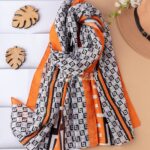 شال هندسی حاشیه پرتقالی