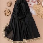 کالکشن شال مشکی ساده نوار دوزی