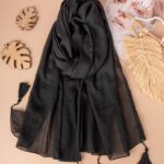 کالکشن شال مشکی ساده منگوله دار