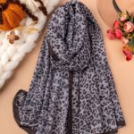 شال پلنگی طوسی  کج راه ( ایراد جزئی )