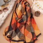 شال چهارخونه آجری  کج راه (اوت لت)