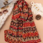 شال گیسو آجری پاییزی کج راه (اوت لت)