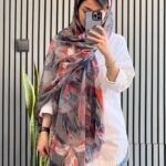 شال لیلیوم آبرنگی طوسی