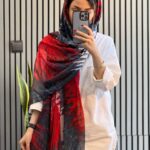 شال هاوایی آبرنگی قرمز