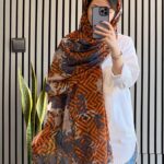 شال سنتی آبرنگی نارنجی