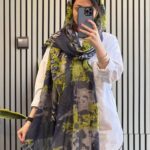 شال سنتی آبرنگی سرمه ای