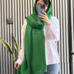 شال پلیسه صدفی سبز