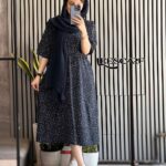 پیراهن طرح شکوفه سرمه ای