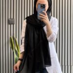 شال لنین مشکی منگوله دار