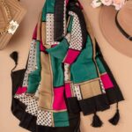 شال خالخالی سرخابی چهارخونه ایراد جزئی