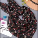 روسری قواره 100 شکوفه مشکی (ایراد جزئی)