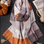 شال راه راه نارنجی پاییزی (ایراد چاپی جزئی)