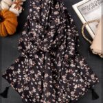 شال شکوفه مشکی پاییزی