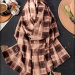 شال چهارخونه کرمی پاییزی