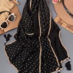 شال پلیسه خالخالی مشکی