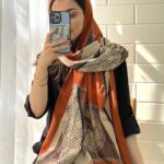 شال مخمل هرمس نارنجی (ایراد جزئی)