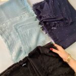 شال دور ریش پولکی ابی اسمونی  (ایراد جزئی)