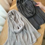 شال دور عدسی پاییزی طوسی روشن