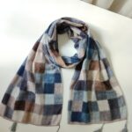 شال پلیسه چهارخونه آبی