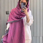 شال ژاکارد سرخابی دو رو (ایراد جزئی)