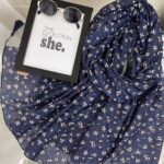 شال شکوفه سرمه ای