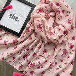 شال شکوفه صورتی (نخی صابونی)