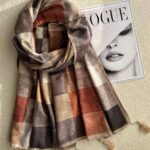 شال موهر چهارخونه نارنجی