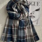 شال موهر چهارخونه سرمه ای